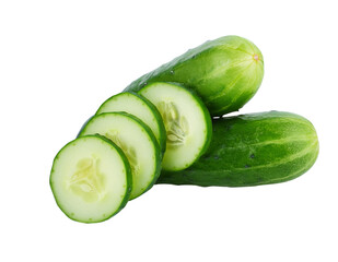 Sliced Fresh Cucumber Isolated on Transparent Background