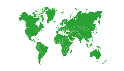 World map. Green modern vector map. Silhouette map