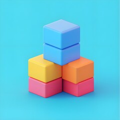 Obraz premium Colorful Cubes Abstract Geometric Shapes Blue Background