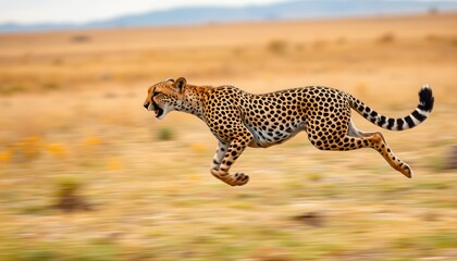 Obraz premium Cheetah Running in Open Savannah Landscape