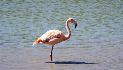 Elegant Flamingo Standing in Tranquil Water Scene
