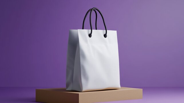 Minimalist purple shopping bag design for retail and branding