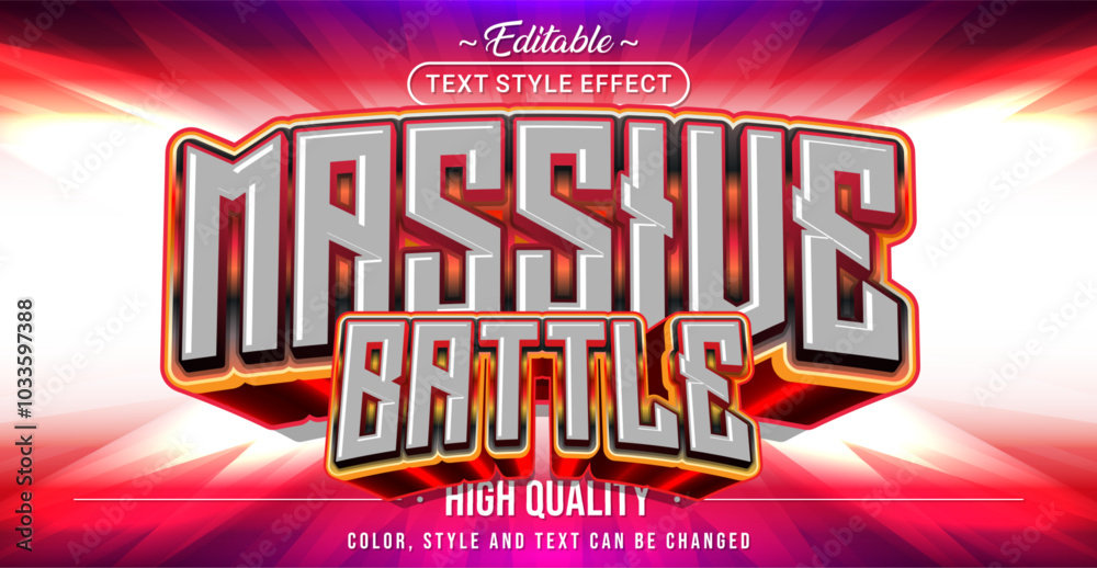 Aufkleber editable text style effect - massive battle text style theme.