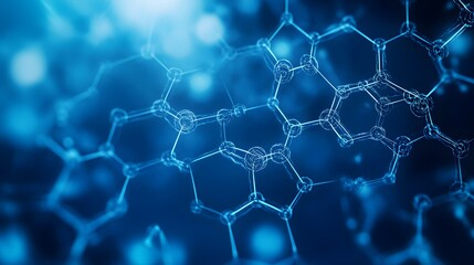 Obraz premium Abstract Blue Molecular Structure with Glowing Lines and Nodes