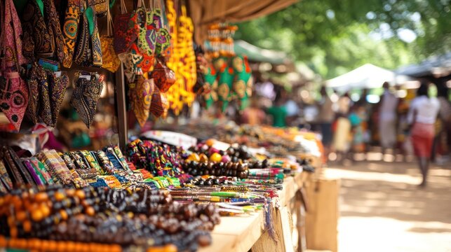Local markets during seasonal festivals in Ghana, Africa, celebrate the diversity of multicultural crafts and culinary traditions