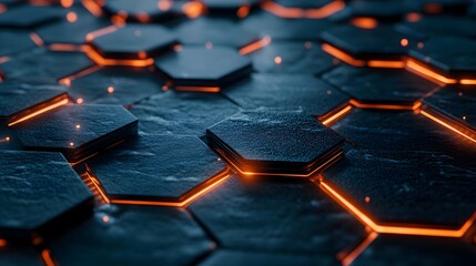 Obraz premium Abstract Pattern of Illuminated Hexagons
