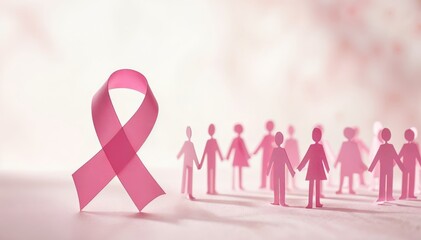 Empowering Women Together A Symbol of Hope and Strength in the Fight Against Breast Cancer Highlighting Community Support and Awareness with the Iconic Pink Ribbon