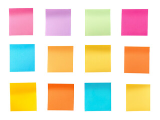 different color blank paper note isolated on transparent background