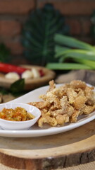 Smash fried chicken with super spicy sambal