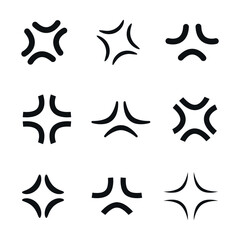 Anime anger symbol collection. Angry anime icon set. Vector illustration