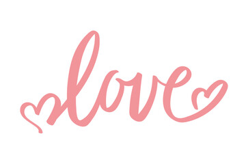 Word Love. Handwritten calligraphy. Brush lettering. Vector illustration