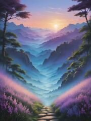 A sky blue to lavender gradient, reminiscent of a serene dawn sky, adding a soothing visual element
