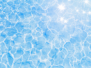 Obraz premium a swimming pool with blue water and a white tiled border. There are green plants surrounding the pool.