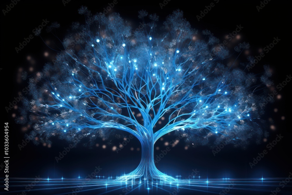 Wall mural Tree futuristic outdoors glowing.