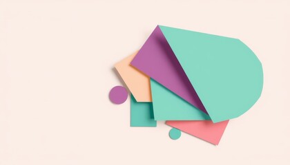 Colorful Geometric Shapes on Cream Background