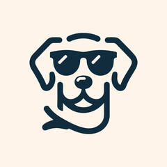 Dog with sunglass logo icon vector illustration