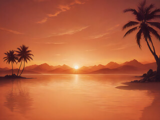 A sunset orange background with a soft glow, giving a warm and inviting feel, perfect for cozy themes