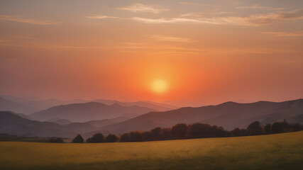Fototapeta premium A sunset orange background with a soft glow, giving a warm and inviting feel, perfect for cozy themes