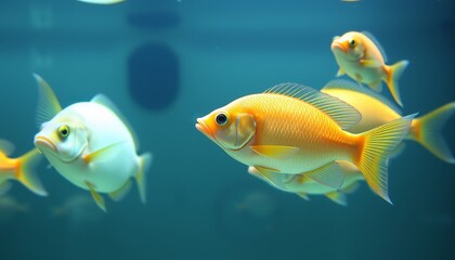 Fototapeta premium Colorful Fish in Clear Water Swimming Gracefully