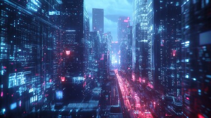 Innovative AI chatbot working within a smart city framework, coordinating data from multiple sources, and visualizing information flows across virtual cityscapes.