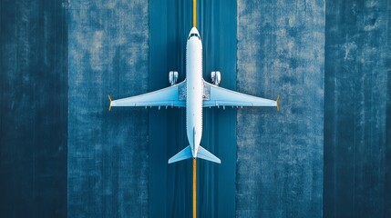 Passenger airplane taxis on the runway at dusk, ready for departure, showcasing its sleek design against the evening sky, evoking anticipation for the journey ahead