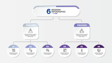 Infographic with 6 steps and business icons for presentation.
