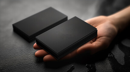 business cards template for processing for business card text in hand