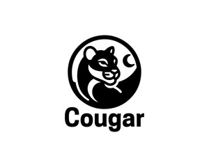 Black Cougar Head Logo Design Vector Illustration