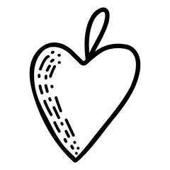 Doodle Heart Ornament on String, Hand-Drawn Christmas Tree Toy Vector, Festive Holiday Decoration Design