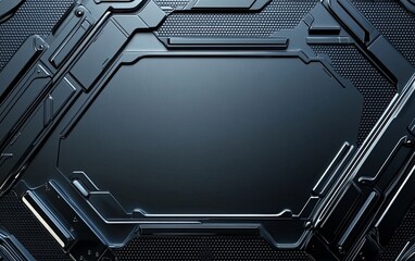 A sleek, futuristic background featuring a dark, metallic design with geometric patterns.