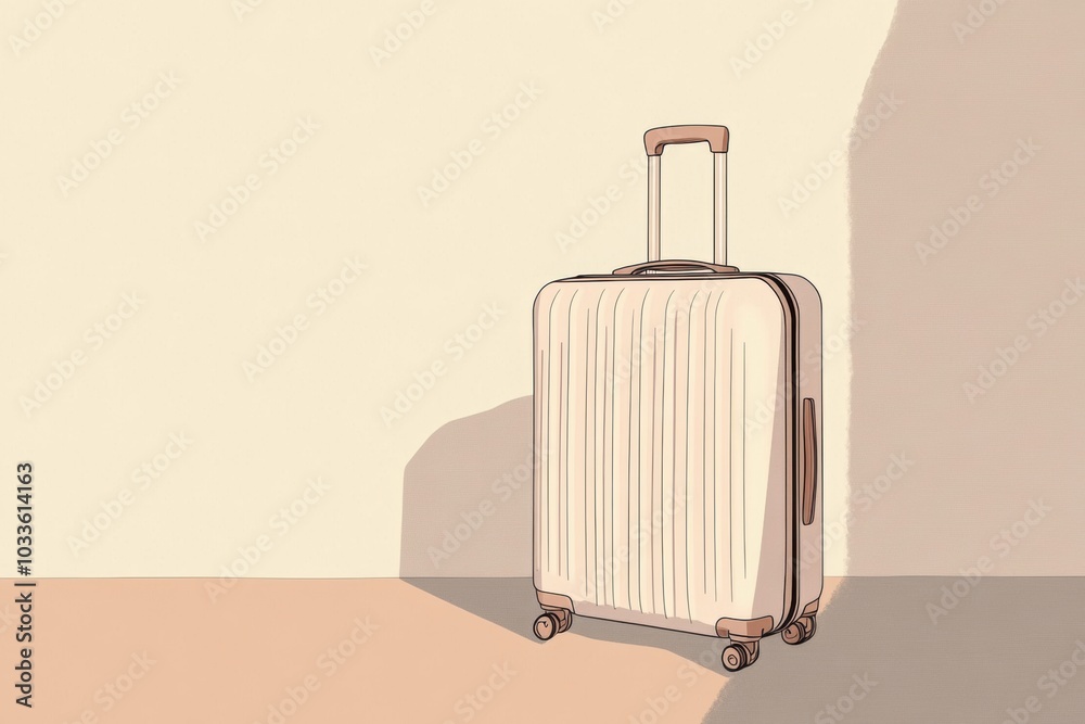 Poster A sleek suitcase stands alone against a neutral background, ready for a journey with its clean lines and defined structure inviting adventure. Generative AI
