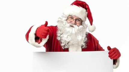 Naklejka premium Santa Claus Pointing with Blank Sign Isolated on White Background