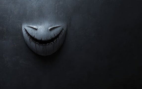 Creepy Halloween Mask on a Dark Background