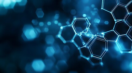 Fototapeta premium Abstract Blue Hexagon Network with Glowing Lines