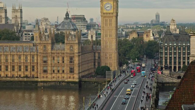 houses of parliament, river thames and westminster bridge in london