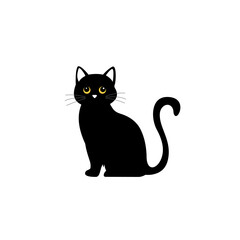 Black cat silhouette. Shadow of a cat. Vector illustration.