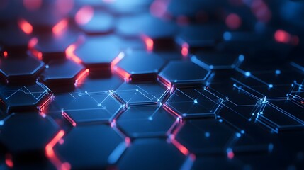 Obraz premium Abstract Hexagon Pattern with Red and Blue Glow