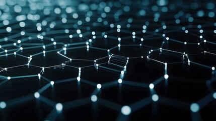 Obraz premium Abstract Blue Hexagon Network with Glowing Points