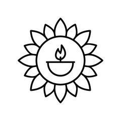Chakra line icon with white background vector stock illustration