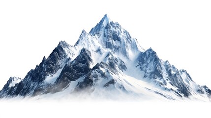 Snowy Mountains peaks separated on white background.