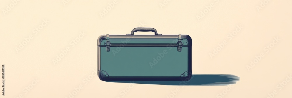 Fototapete A suitcase with sharp lines and a prominent handle sits against a soft, neutral backdrop, highlighting its minimalist design and structure. Generative AI