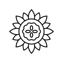 Rangoli Design line icon with white background vector stock illustration