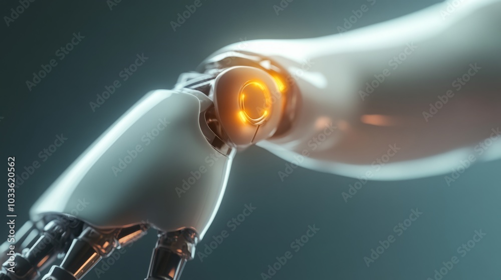 Fototapete the image features a close-up of a sophisticated robotic arm, highlighting its detailed construction