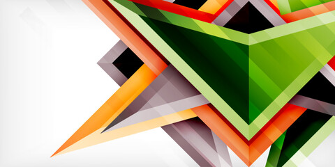 Arrows with 3d effect abstract background. Triangles on light grey backdrop