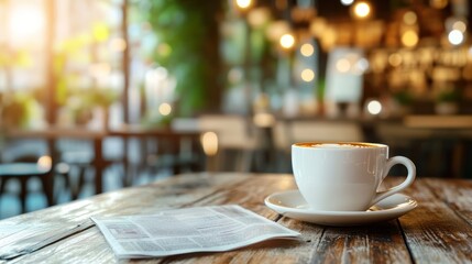 Fototapeta premium Coffee Break at a Cozy Cafe