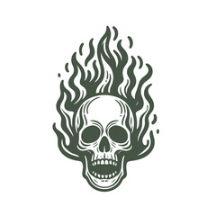 Skull in flame isolated vector illustration