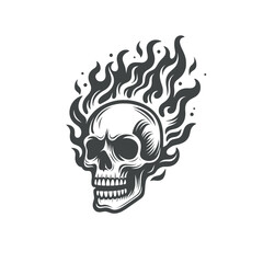 Skull in flame isolated vector illustration