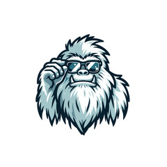 Fototapeta premium Mysterious beast modern style cool yeti with sunglasses sports logo mascot