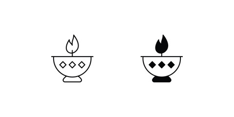 Diya set icon with white background vector stock illustration