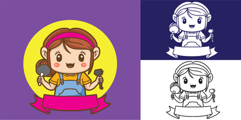 fangirl avatar good for sticker, logo, mascot character, avatar logo, etc